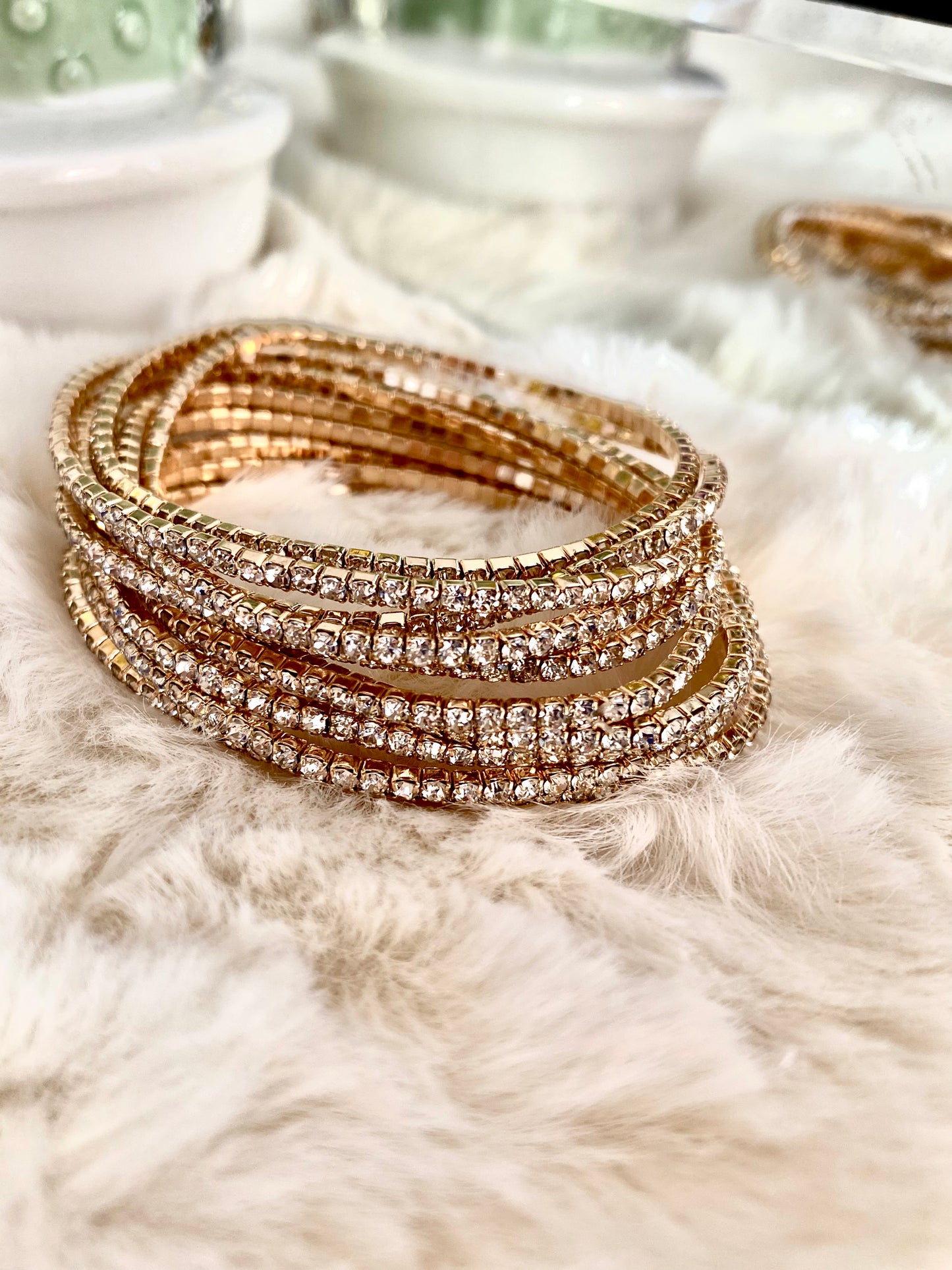 10 pcs Elastic Rhinestone Bracelet