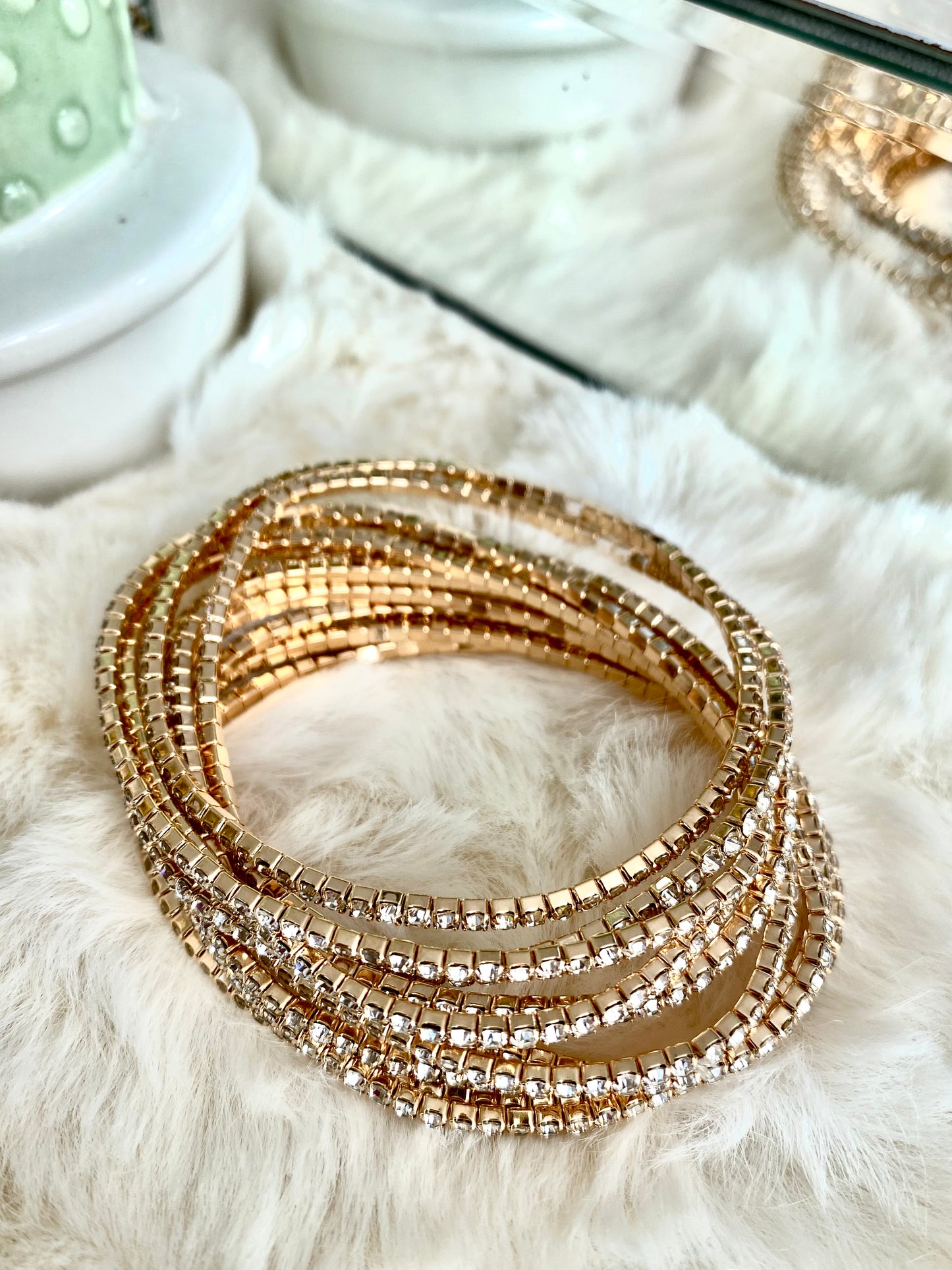 10 pcs Elastic Rhinestone Bracelet